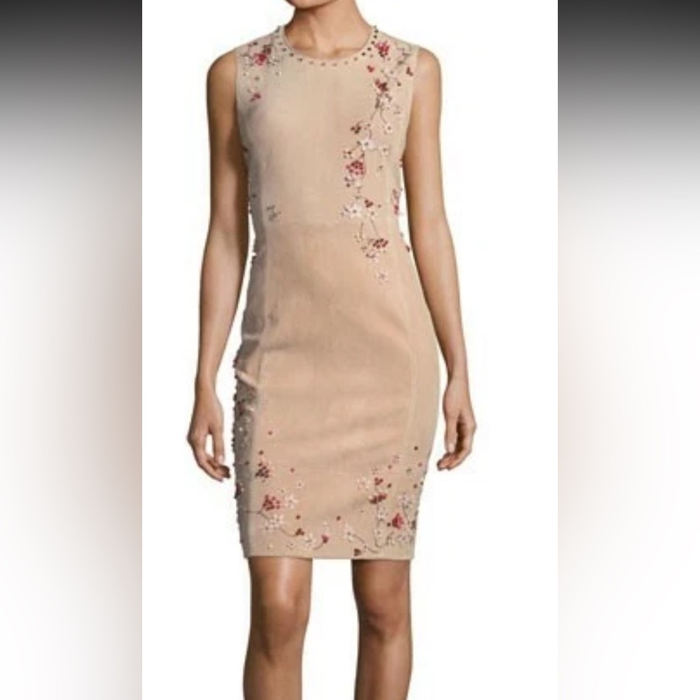 Elie Tahari dress in Real lamb suede, featuring 3D floral details. Size 6